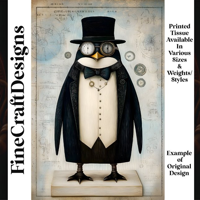 Papier Mousseline Manchot Steampunk Fantaisiste Robe  L5 Découpage (Créateur téléchargé)
