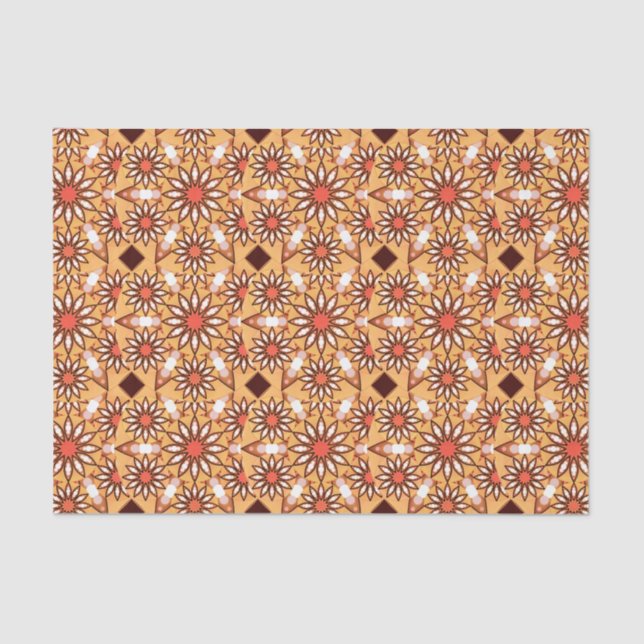 Papier Mousseline Mandala motif, bronzage caramel, chocolat (Recto)