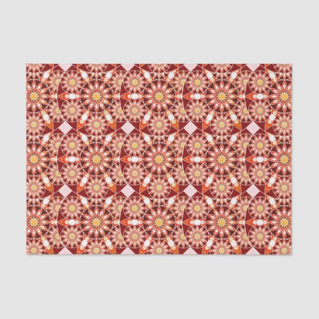 Papier Mousseline Mandala motif, marron, rouille, bronzage, beige (Recto)