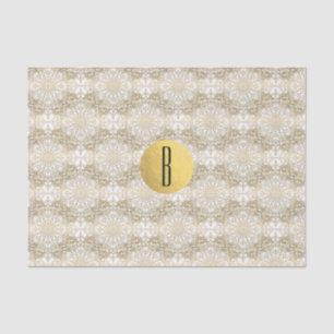 Papier Mousseline Mandala Or & Blanc Elegant Chic Monogramme Moderne