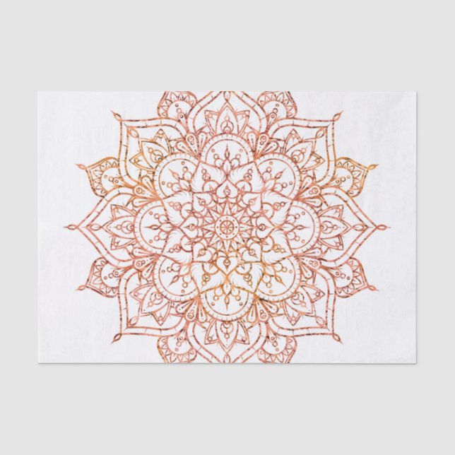 Papier Mousseline Mandala rose et orange sur Glam blanc (Recto)