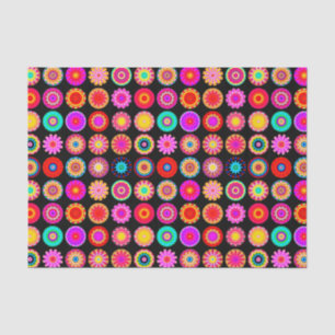 Papier Mousseline Mandalas colorés - sur le noir