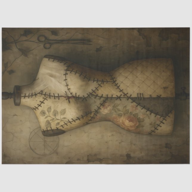 Papier Mousseline Mannequin pointu | Découpage de la forme de coutur (Recto)