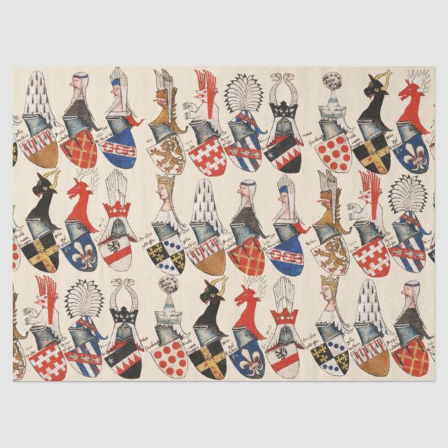 PAPIER MOUSSELINE MANTEAU DES ARMES DES PARTENAIRES DU TOURNOI MÉDIÉ (Recto)
