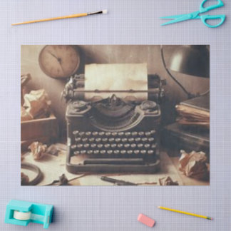 Papier Mousseline Manuel Vintage Typwriter Sepia Découpage