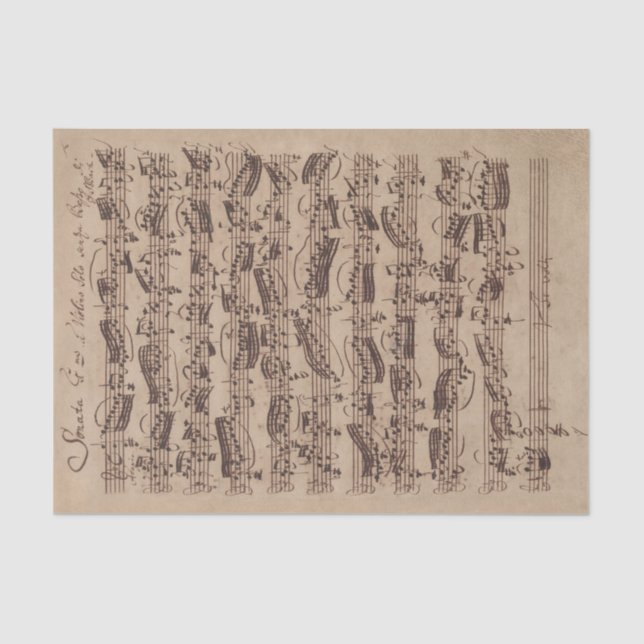 Papier Mousseline Manuscrit Bach Musique Feuille Antique (Recto)