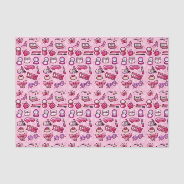 Papier Mousseline Maquillage de fille - rose (Recto)