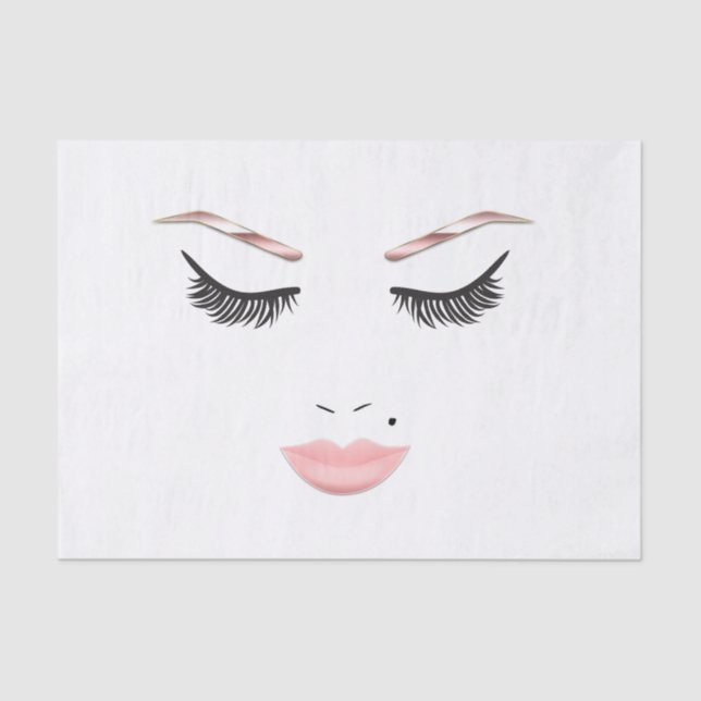 Papier Mousseline Maquillage or rose visage sourcils lèvres glam bea (Recto)