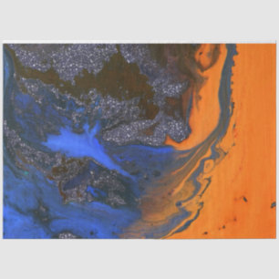 Papier Mousseline marbre Abstrait texturé marine orange foncé fi