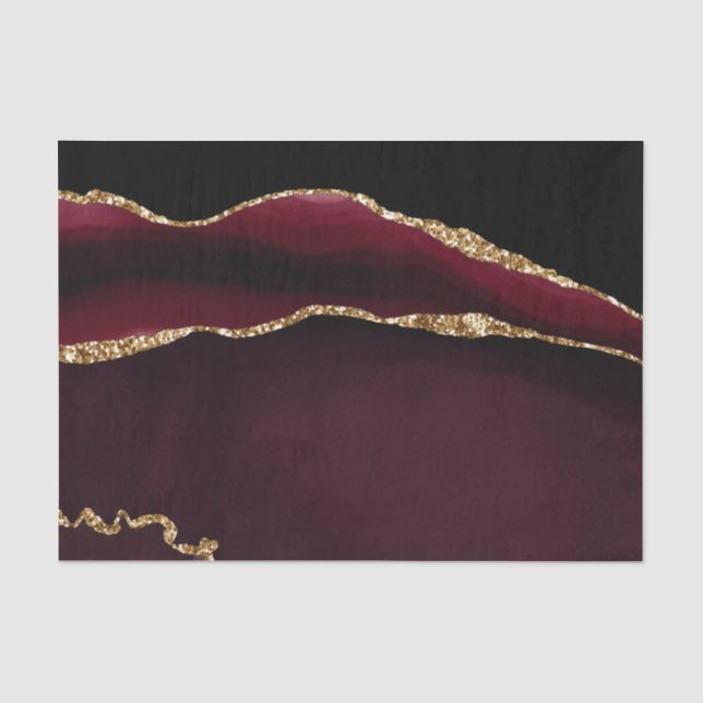 Papier Mousseline Marbre Agate Chic Black Purple Gold Parties scinti (Recto)