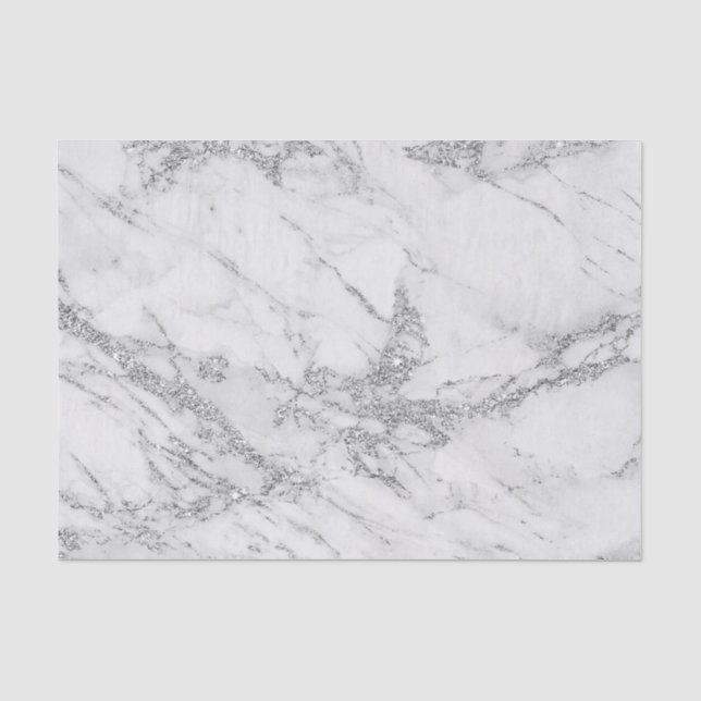 Papier Mousseline Marbre argenté gris blanc chic élégant de parties (Recto)