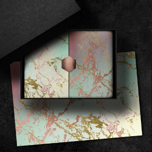 Papier Mousseline Marbre beige élégant Rose gold vert sauge menthe