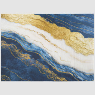 Papier Mousseline Marbre bleu marine de luxe et feuille d'or