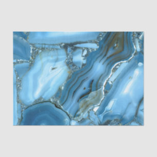 Papier Mousseline Marbre bleu profond