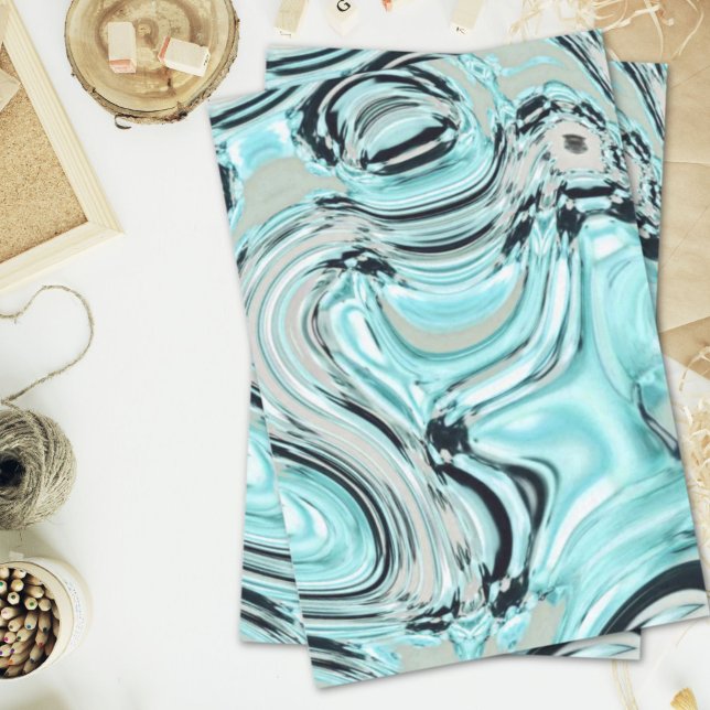 Papier Mousseline marbre chic tourbillons menthe océan mer mer aqua  (chic marble swirls mint ocean sea aqua blue waves tissue paper)