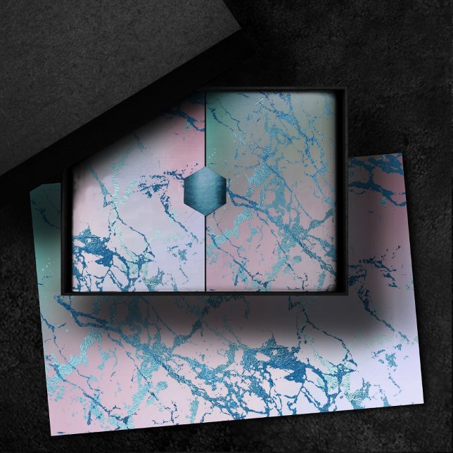 Papier Mousseline Marbre iridescent | Faux bleu rose holographique t (Créateur téléchargé)