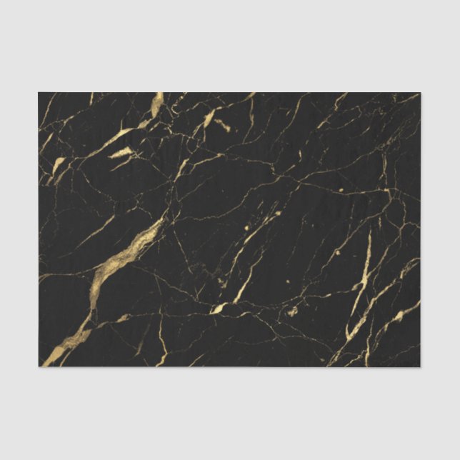 Papier Mousseline Marbre noir et or (Recto)