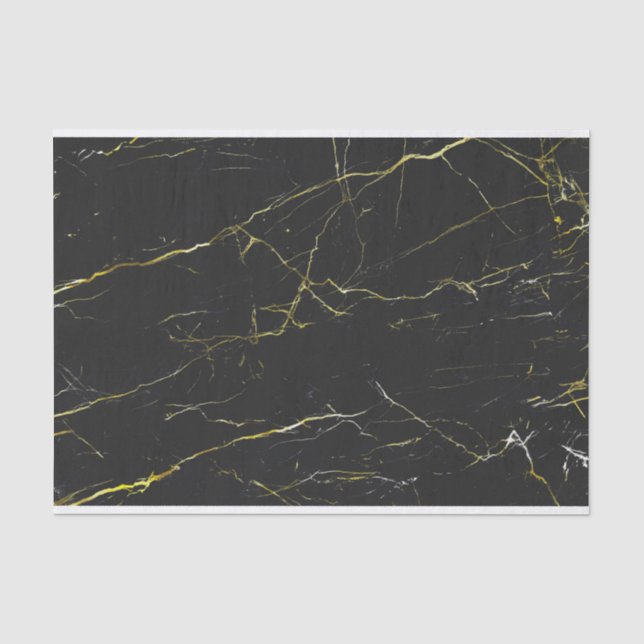 Papier Mousseline Marbre noir et or (Recto)
