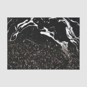 Papier Mousseline Marbre noir/Parties scintillant noire