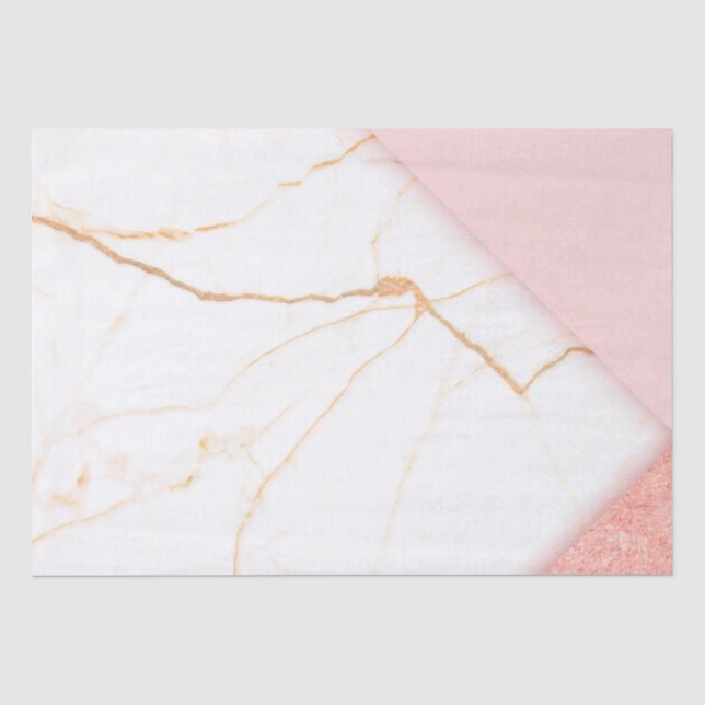 Papier Mousseline Marbre rose or moderne Emballage pour petites entr (Recto)