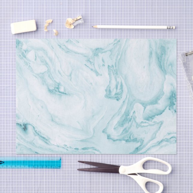 Papier Mousseline Marbre turquoise (Artisanat)