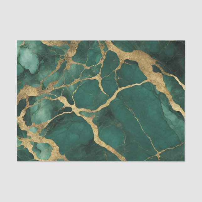 Papier Mousseline Marbre vert or élégant (Recto)
