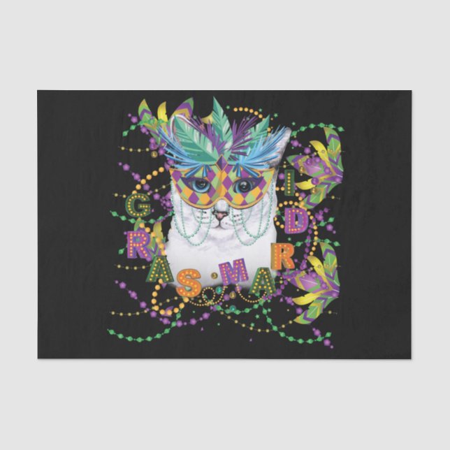 Papier Mousseline Mardi Gras Chat, Funny Mardi Gras (Recto)