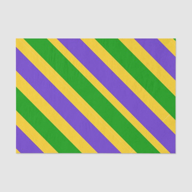 Papier Mousseline Mardi Gras Diagonal Stripes Couleurs (Recto)