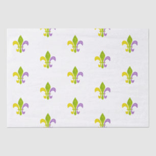 Papier Mousseline Mardi Gras Fleur de Lis blanc