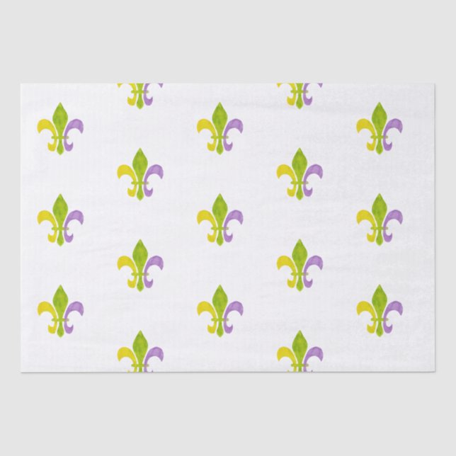 Papier Mousseline Mardi Gras Fleur de Lis blanc (Recto)