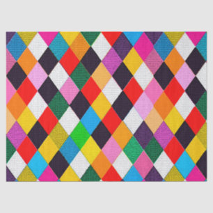 Papier Mousseline MARDI GRAS HARLEQUIN MOTIF coloré Rhombi