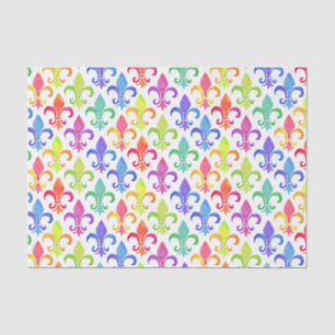 Papier Mousseline Mardi Gras Rainbow Fleur de lis Motif