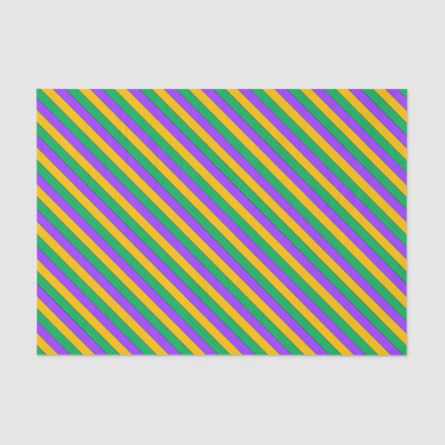 Papier Mousseline Mardi Gras Stripes Motif violet vert jaune (Recto)