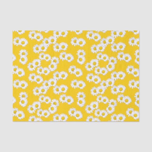 Papier Mousseline Marguerite blanche sur l'arrière - plan jaune (Recto)