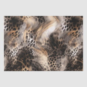 Papier Mousseline Mariage Animalier Imprimé Léopard Noir Crème
