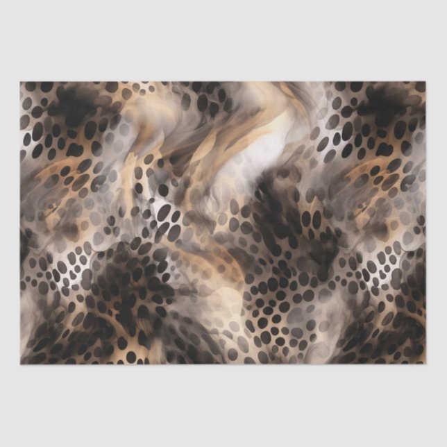 Papier Mousseline Mariage Animalier Noir Crème Léopard (Recto)