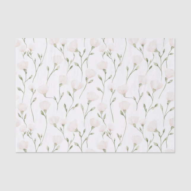 Papier Mousseline Mariage Blush Rose Fleurie (Recto)
