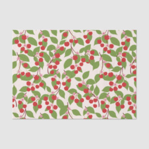 Papier Mousseline Mariage Bohème Vintage Rouge Cerises Été