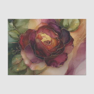 Papier Mousseline Mariage Burgundy Rouge Or Rose Floral