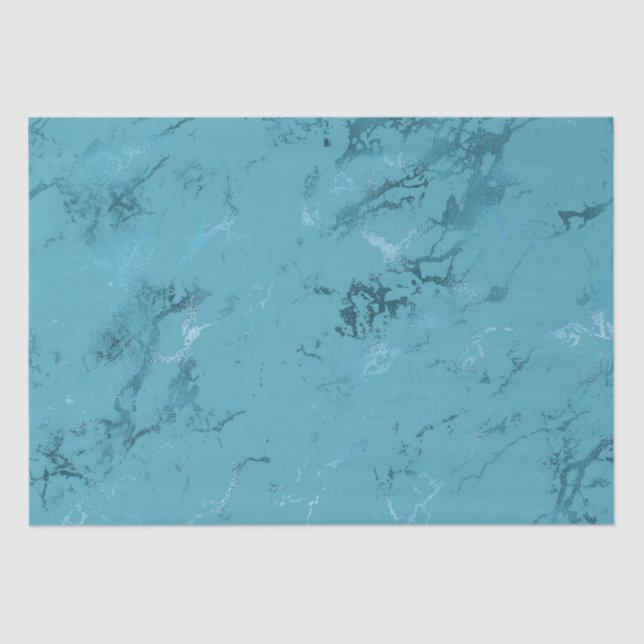 Papier Mousseline Mariage Chic Aqua Bleu Marbre (Recto)