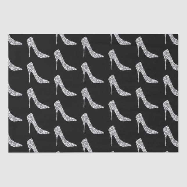 Papier Mousseline Mariage de chaussures haute talon en diamant blanc (Recto)