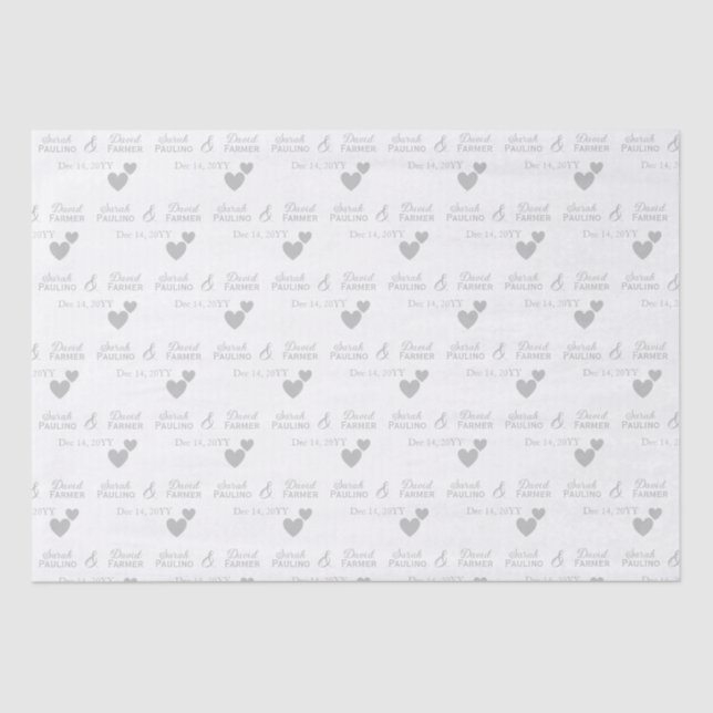 Papier Mousseline Mariage de coeur d'argent pour mariée et chambre p (Recto)