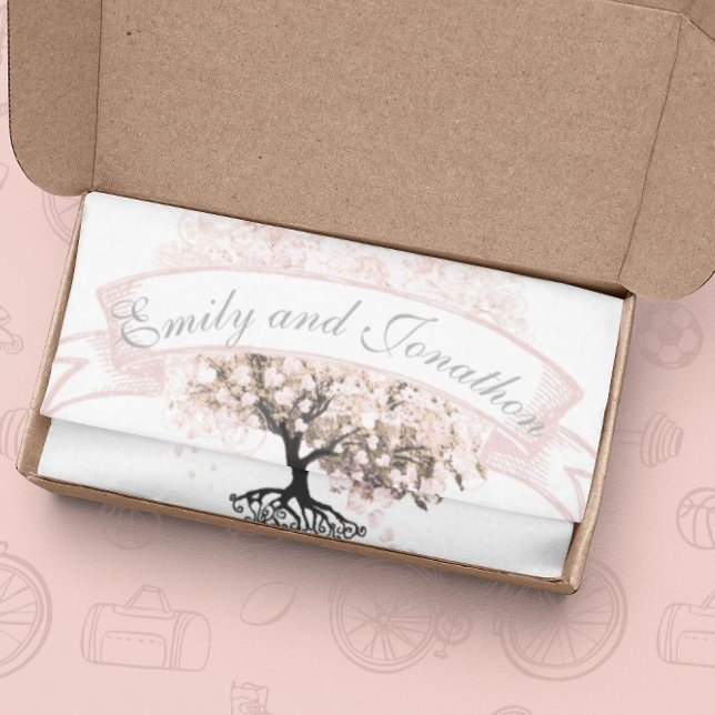 Papier Mousseline Mariage de feuille de coeur rose (Créateur téléchargé)