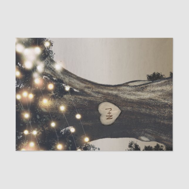 Papier Mousseline Mariage de grange moderne avec arbre et lumières d (Recto)
