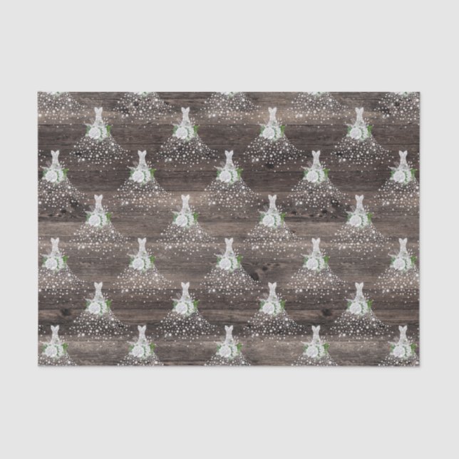 Papier Mousseline Mariage douche robe de mariée rustique fête (Recto)