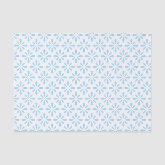 Papier Mousseline Mariage élégant floral bleu pastel clair (Recto)