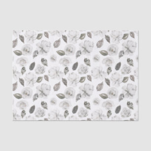 Papier Mousseline Mariage Floral Blanc Vintage Adoré