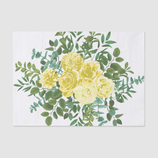 Papier Mousseline Mariage floral Pastel Rose jaune (Recto)
