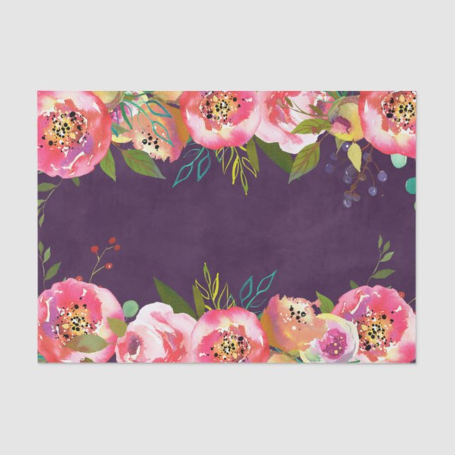 Papier Mousseline Mariage modifiable couleur chic en floraison (Recto)