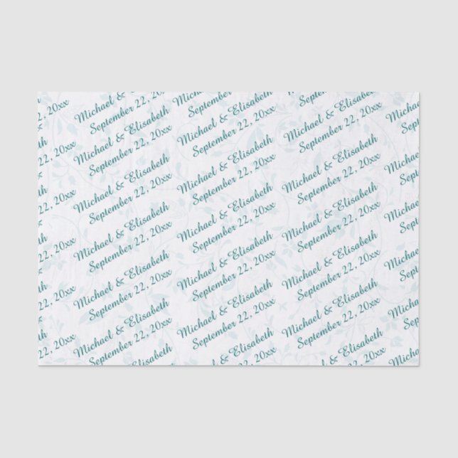 Papier Mousseline Mariage personnalisé - Turquoise (Recto)